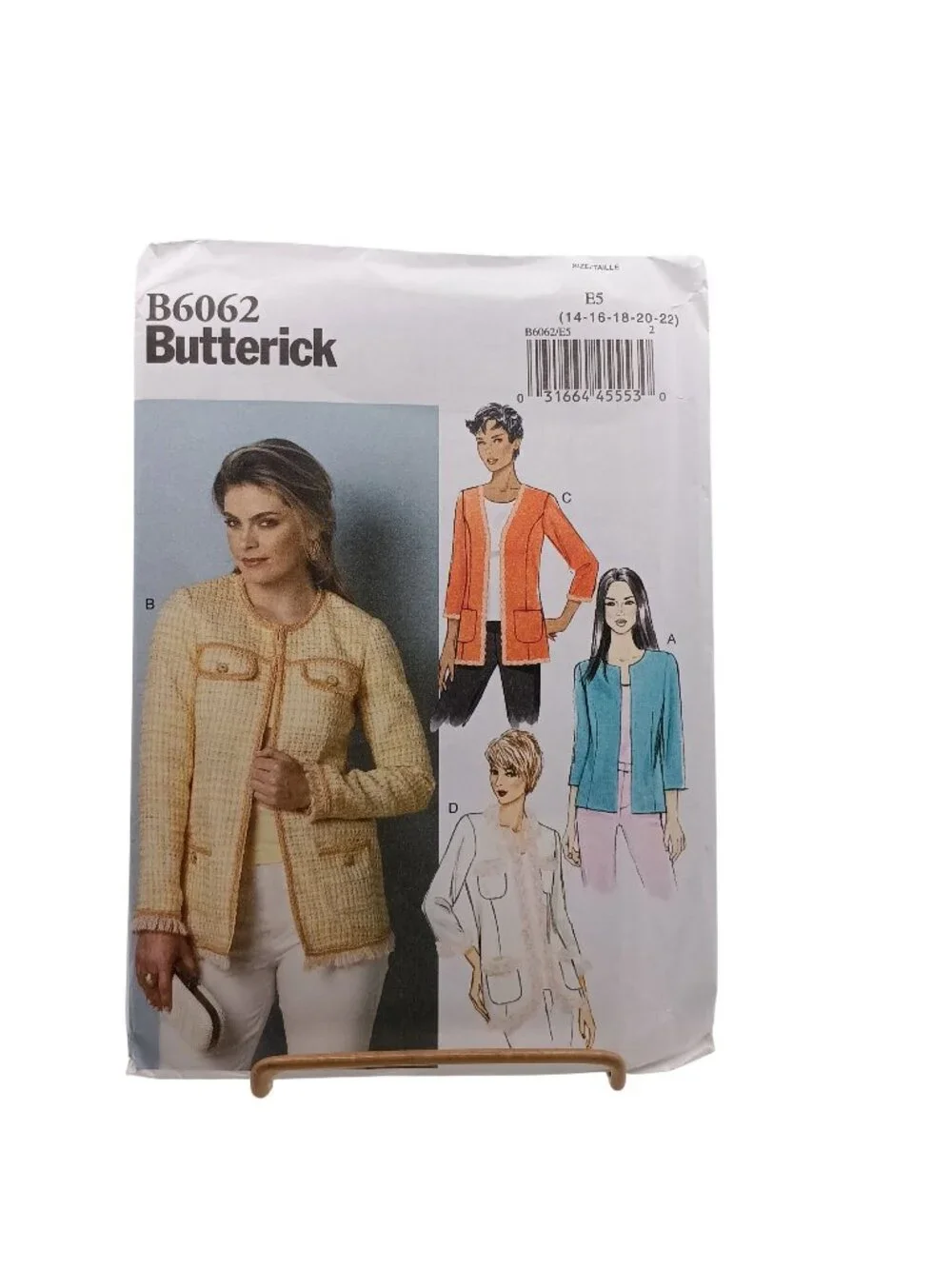 UNCUT Butterick B6062 Misses Jacket Sewing Pattern Sizes 14-22 Semi-Fitted Lined